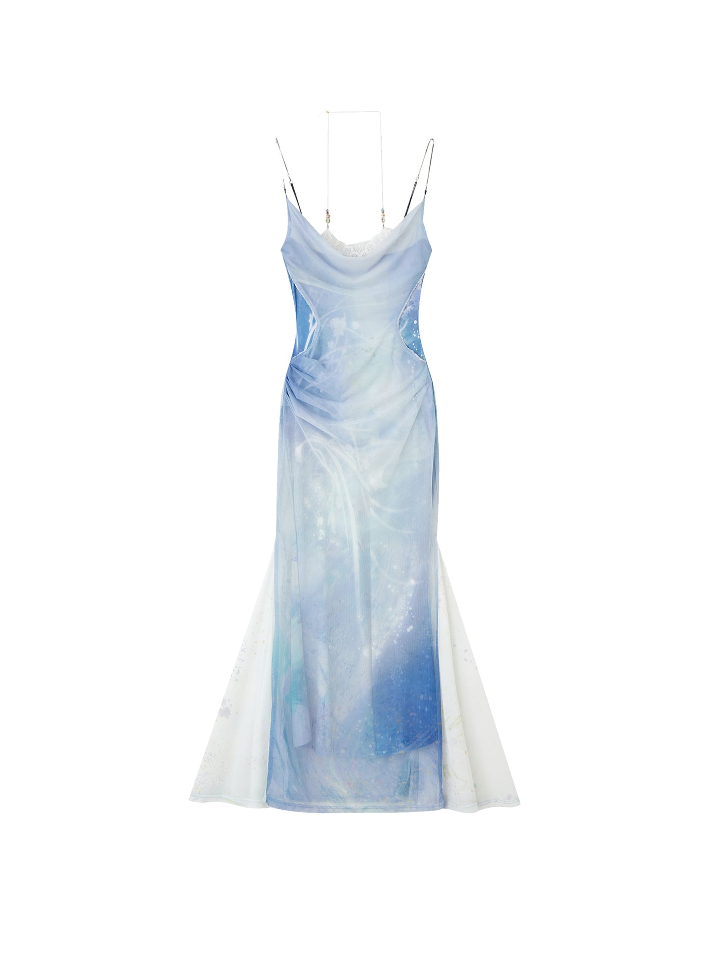 blue lotus dress Beach wear blue lotus printed cotton long maxi dress / square neckline with smocking maxi dress / long sleeve women wear maxi dress