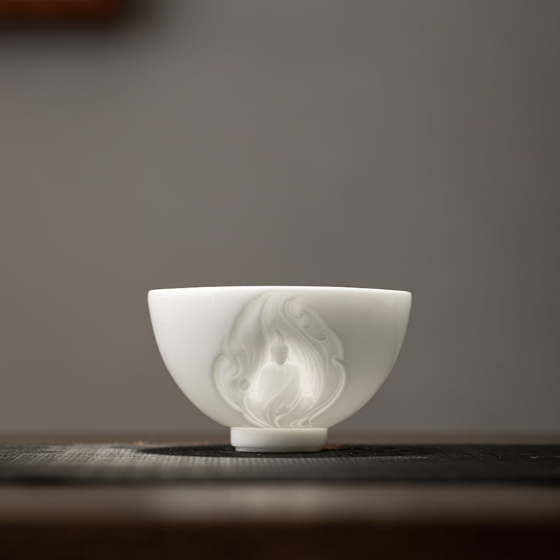 Mutton Fat Jade Relief Carving Cup