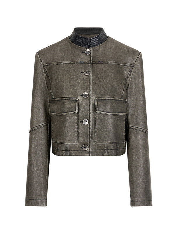 레더 캐주얼 핸썸 셋업 자켓&amp;미니스커트 