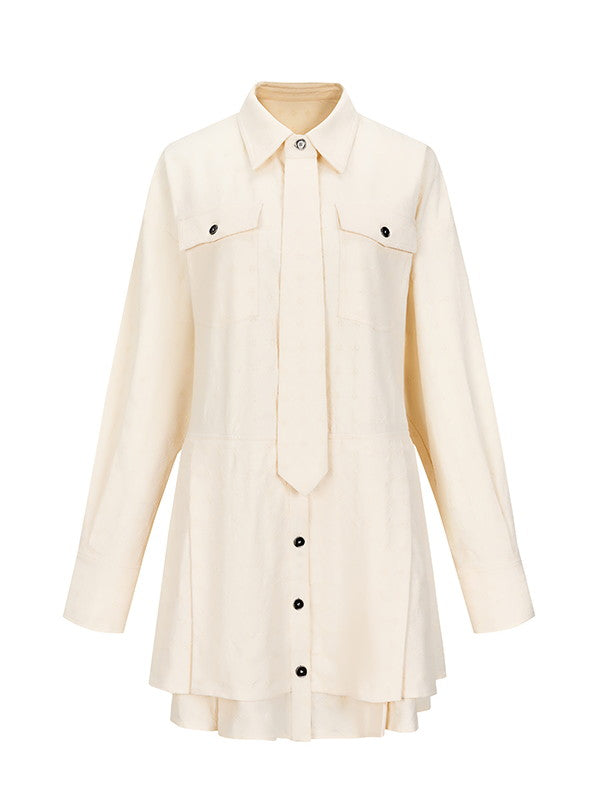 Oversize Back-Pleats Nichi Natural Tie Shirt