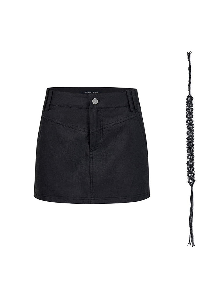 Rope Slim Short Plain Casual Skirt