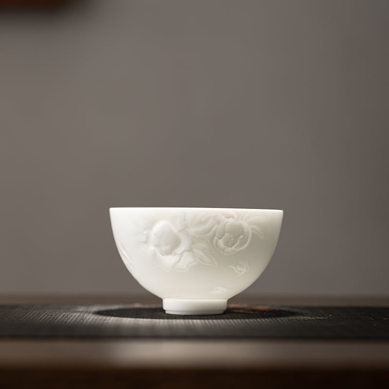 Mutton Fat Jade Relief Carving Cup