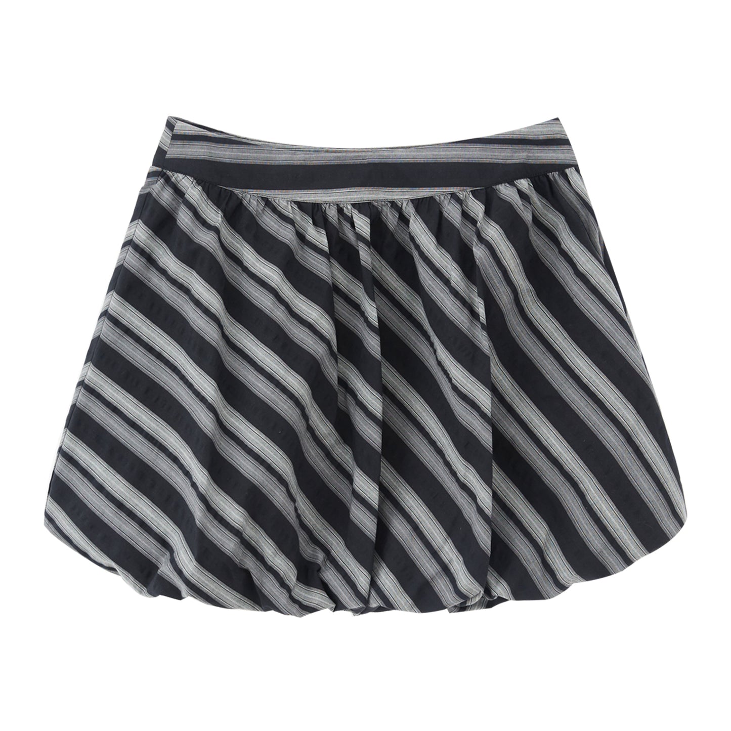 Long-sleeved Striped Shirt/A-line Skirt RUN0042