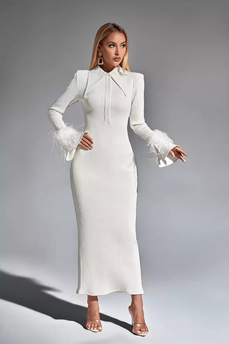 Sawyer Cream Long Sleeve Maxi Dress