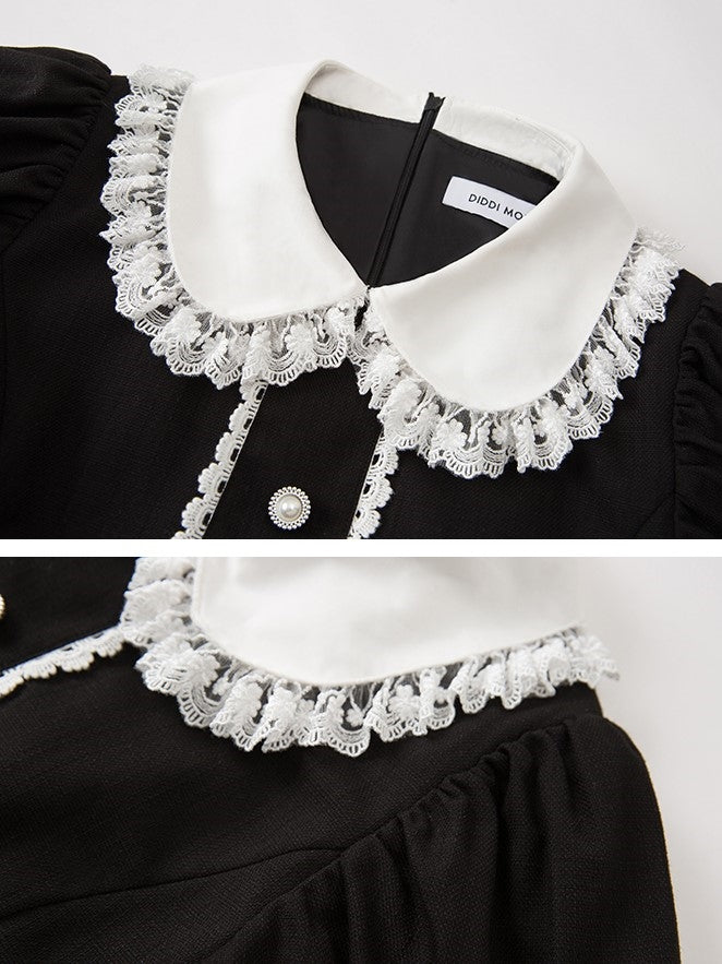 Short Sleeve Doll Collar Short Dress