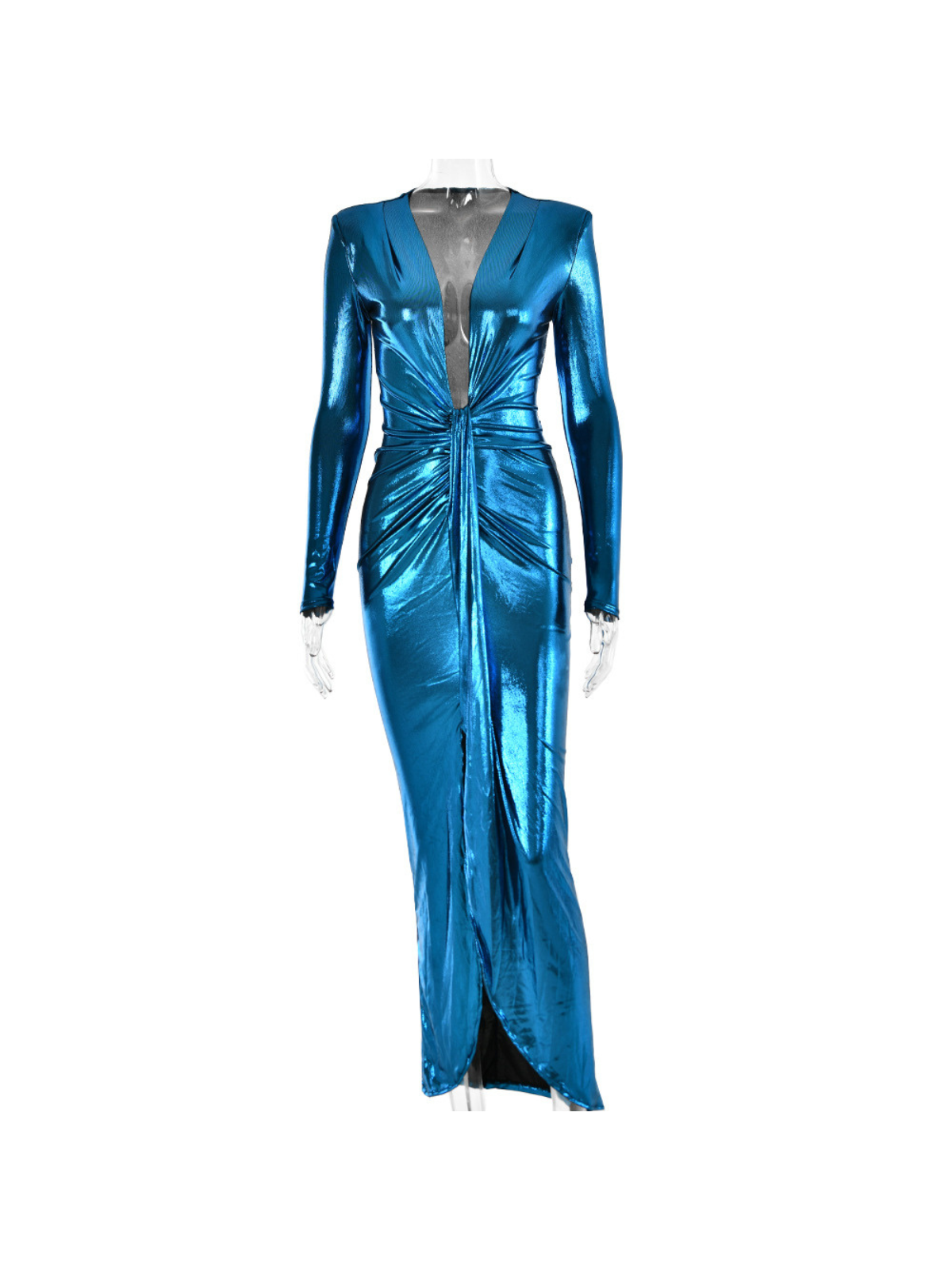 Tressie V Neck Metallic Dress In Royal Blue