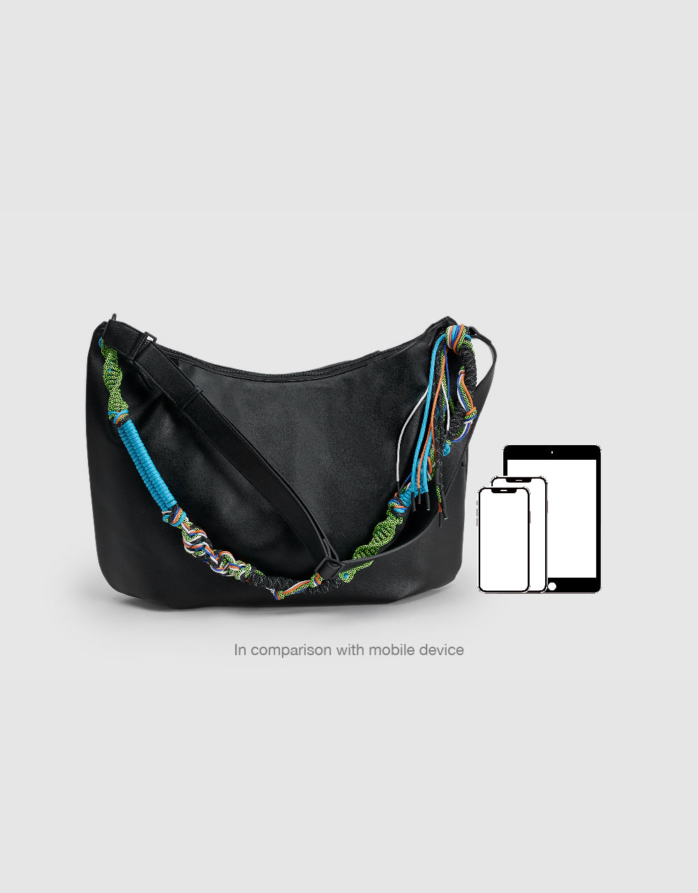 Vegan Leather Shoulder Bag With Braided Rope