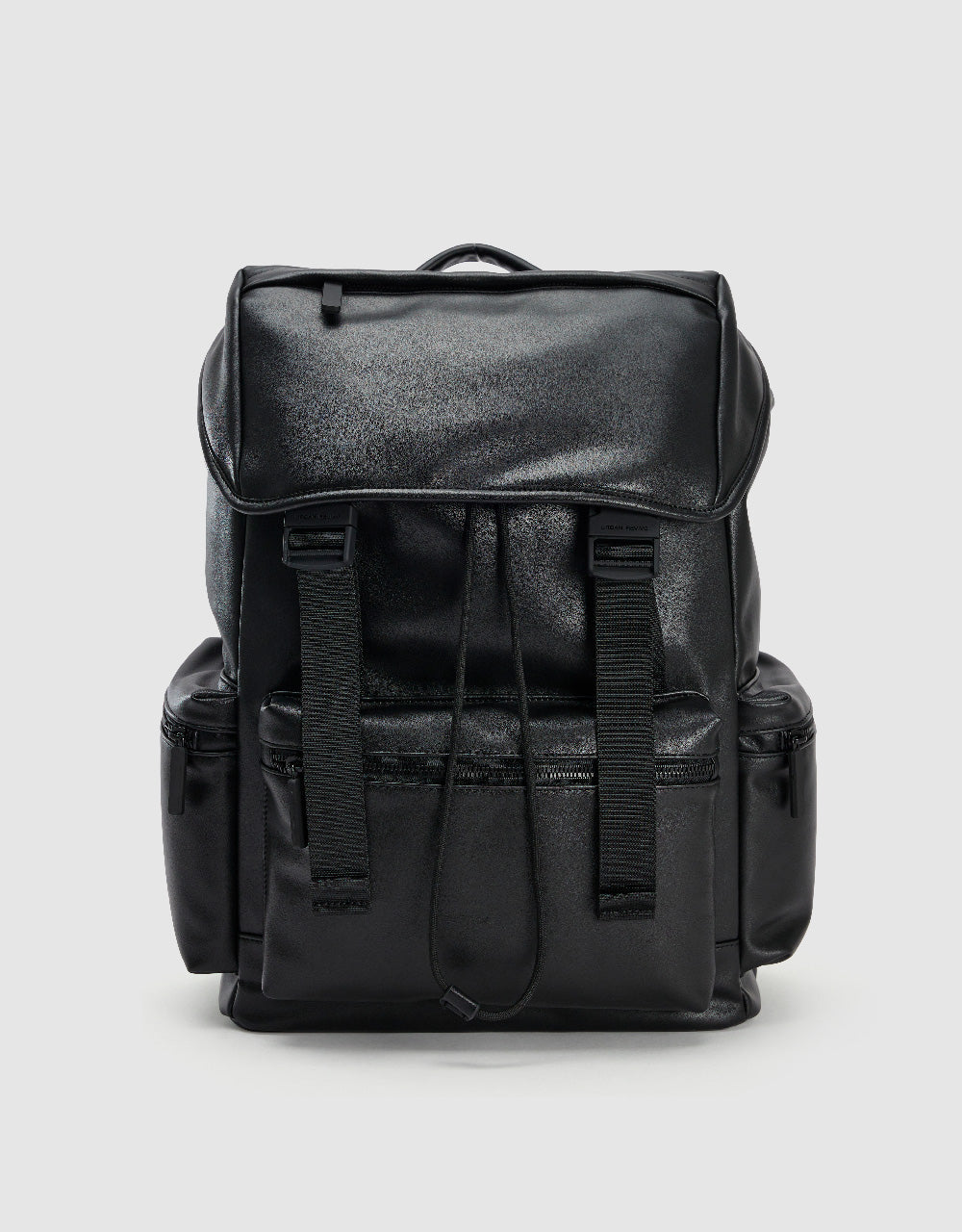 Double Buckled Vegan Leather Backpack