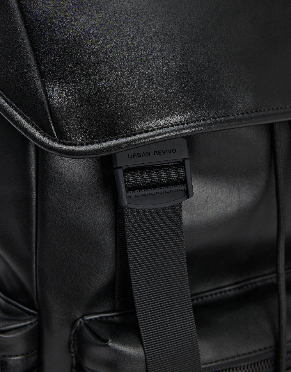 Double Buckled Vegan Leather Backpack