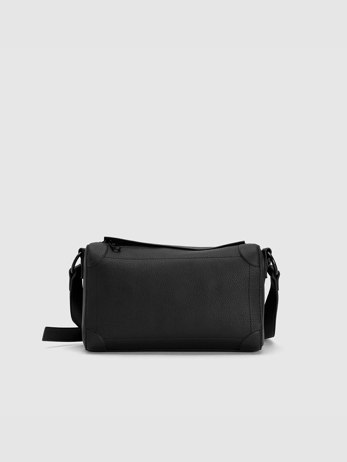 Litchi Embossed Vegan Leather Shoulder Bag