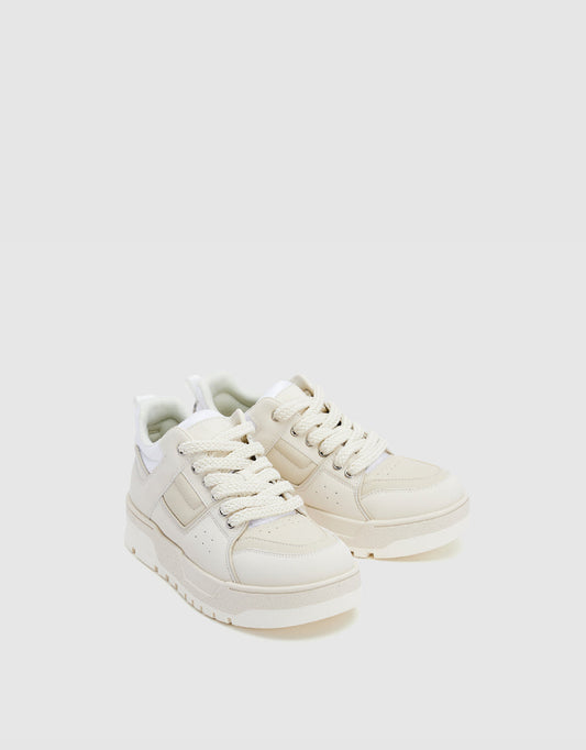 Round Toe Vegan Leather Sneakers