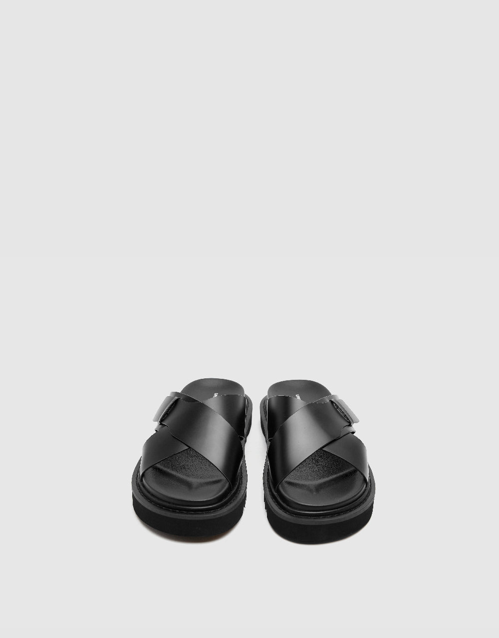 Vegan Leather Round Toe Slippers