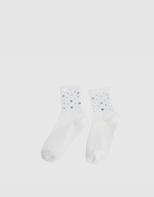 Rhinestone Décor Mid-Length Socks