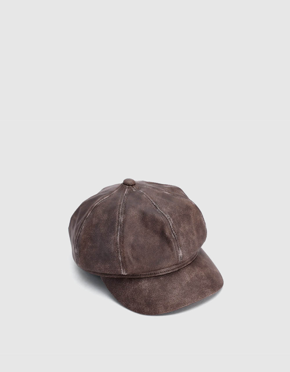 Distressed Vegan Leather Newsboy Cap