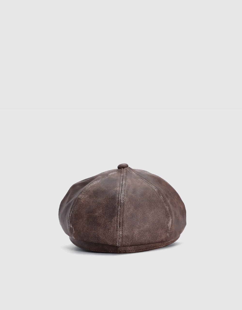 Distressed Vegan Leather Newsboy Cap