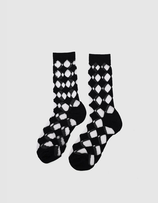 Checkered Sheer Mid-Length Socks