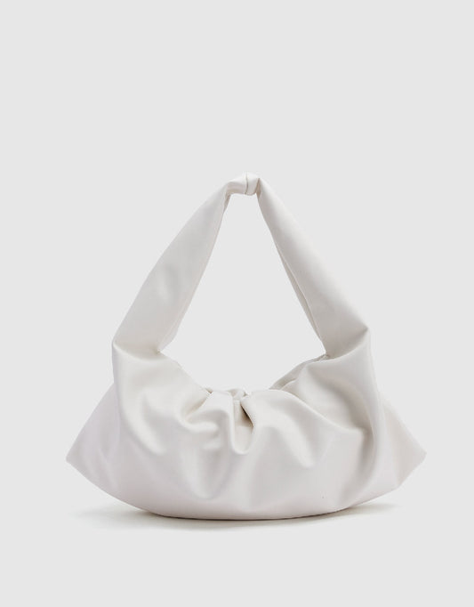 Ruched Vegan Leather Shoulder Bag