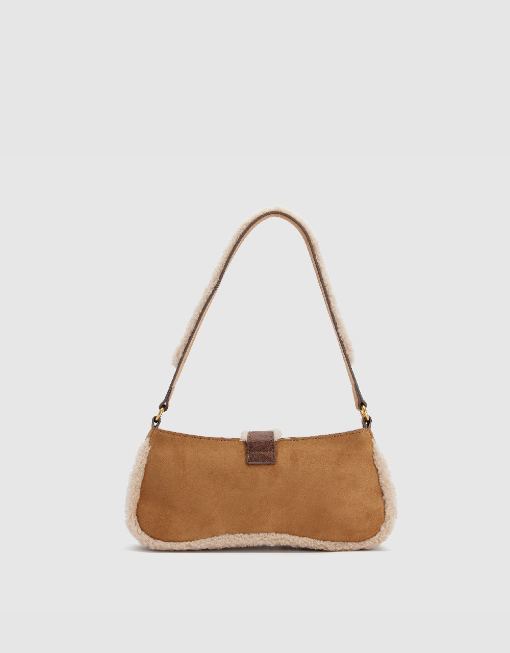 Furry Trim Baguette Bag