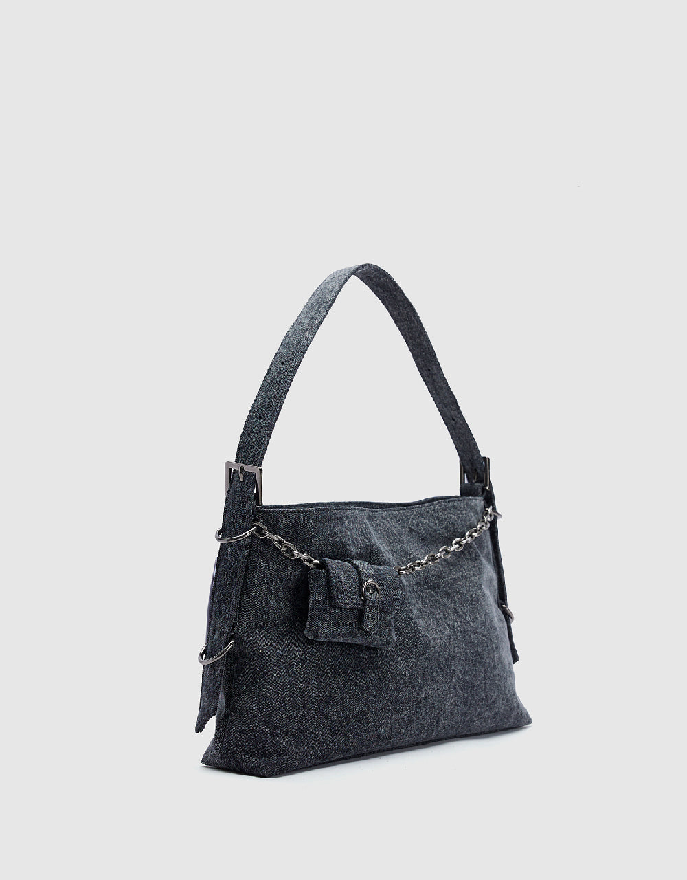 Denim Shoulder Bag With Pouch