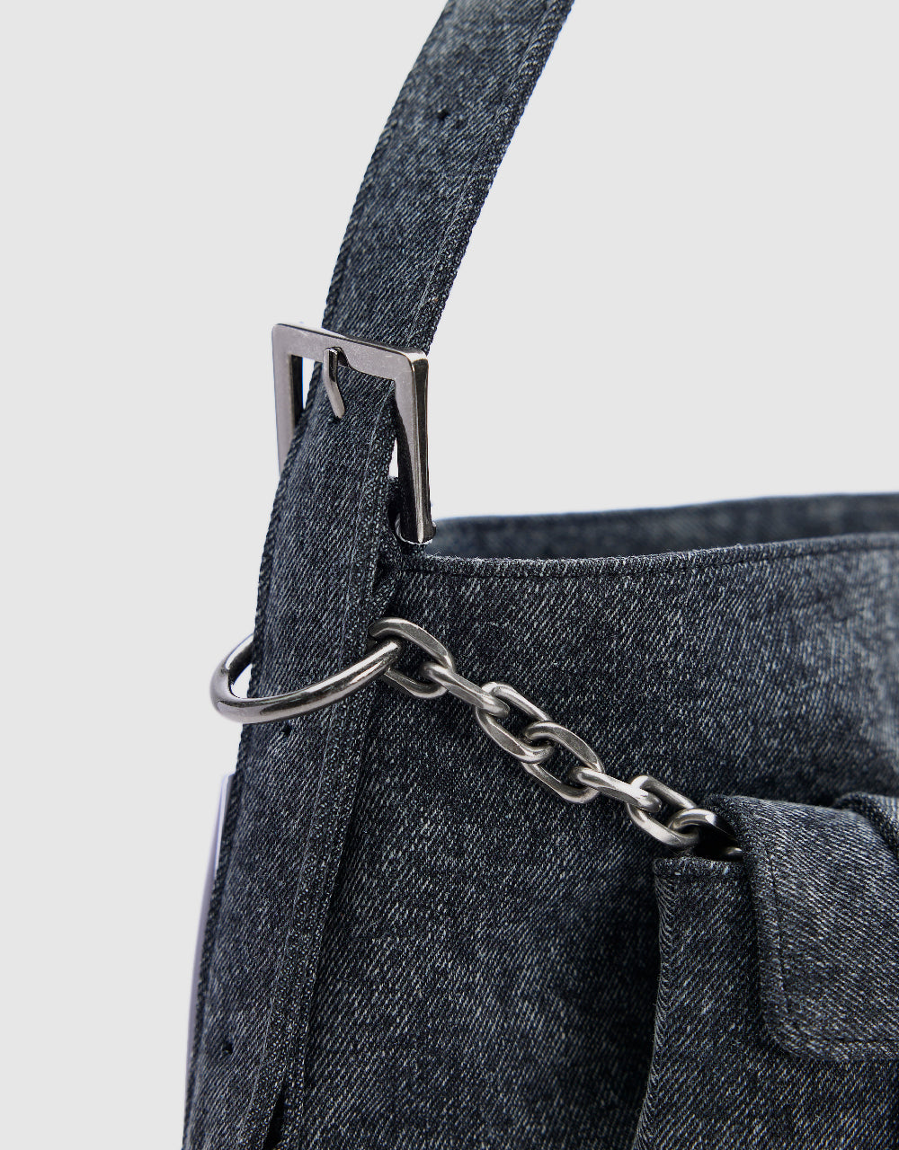 Denim Shoulder Bag With Pouch