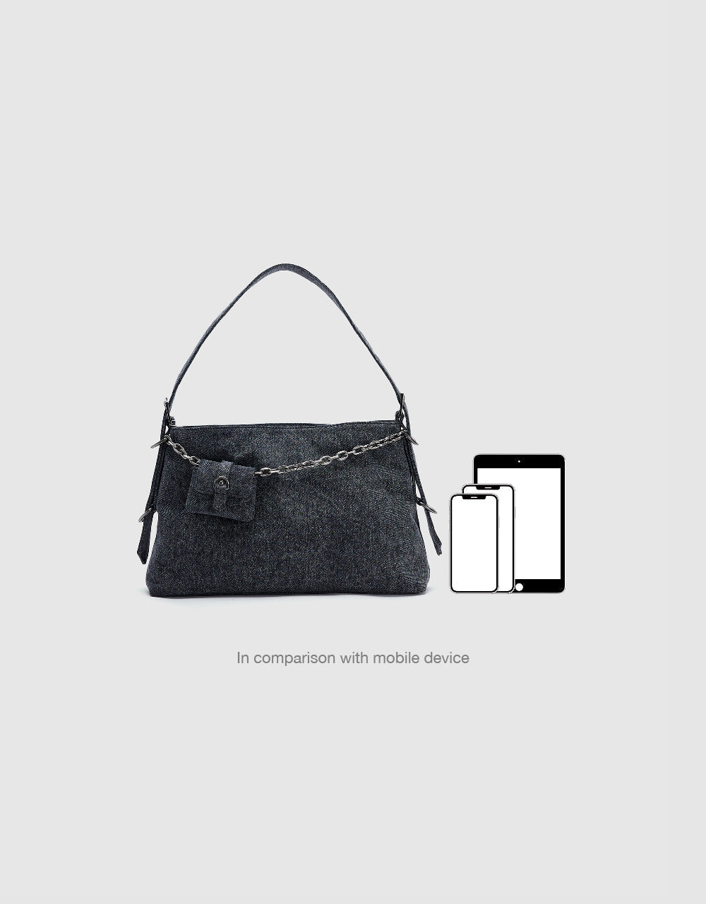 Denim Shoulder Bag With Pouch