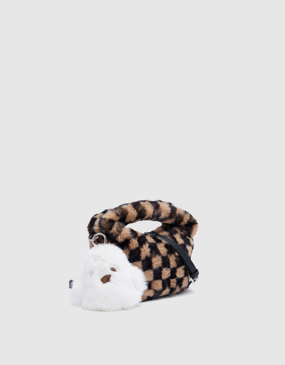 Furry Checkered Shoulder Bag