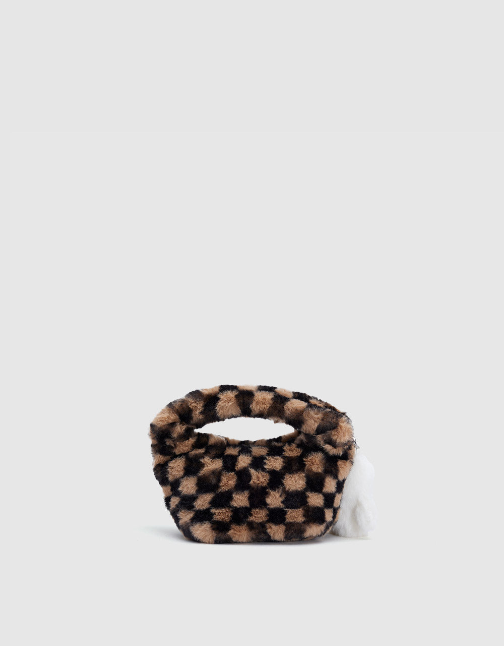 Furry Checkered Shoulder Bag