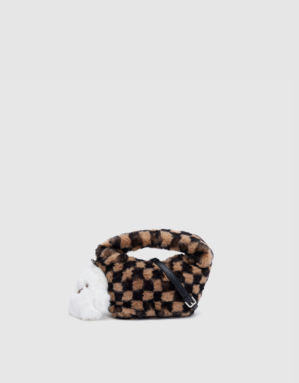 Furry Checkered Shoulder Bag