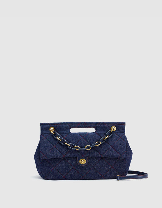 Chained Denim Shoulder Bag