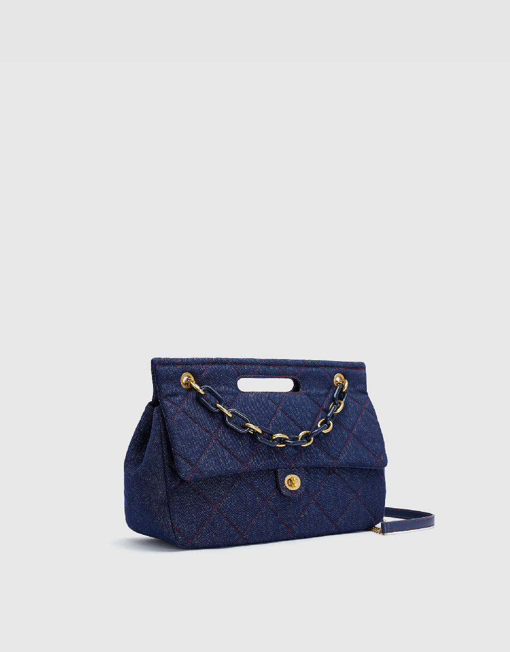 Chained Denim Shoulder Bag