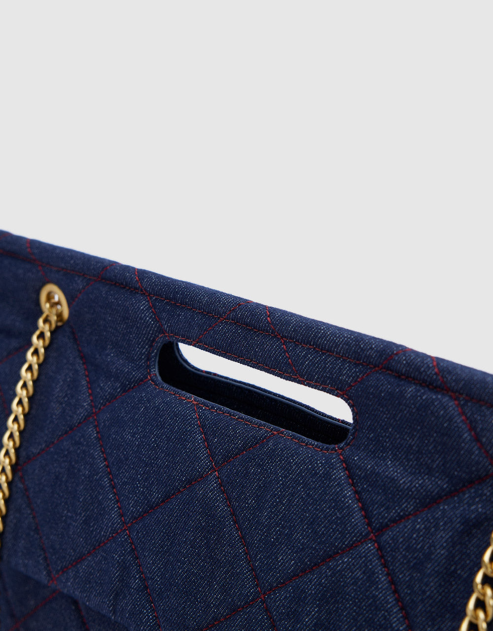 Chained Denim Shoulder Bag