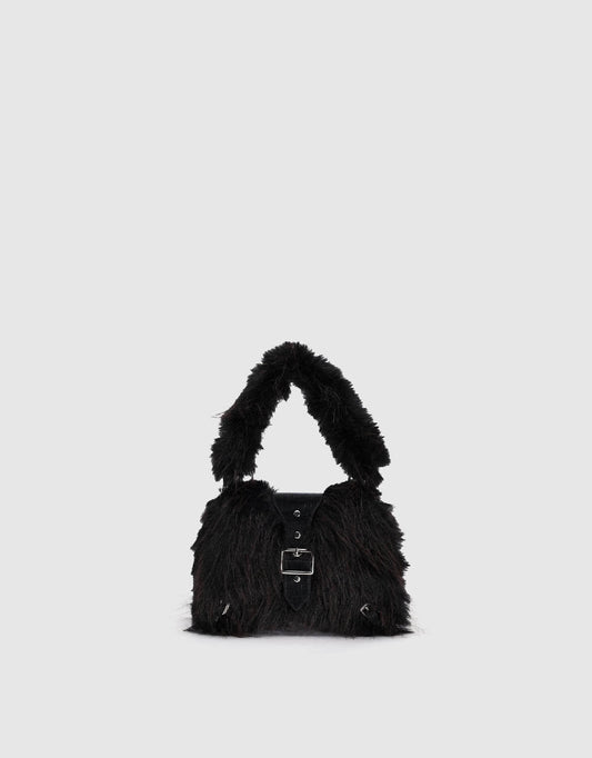 Furry Shoulder Bag With Buckle