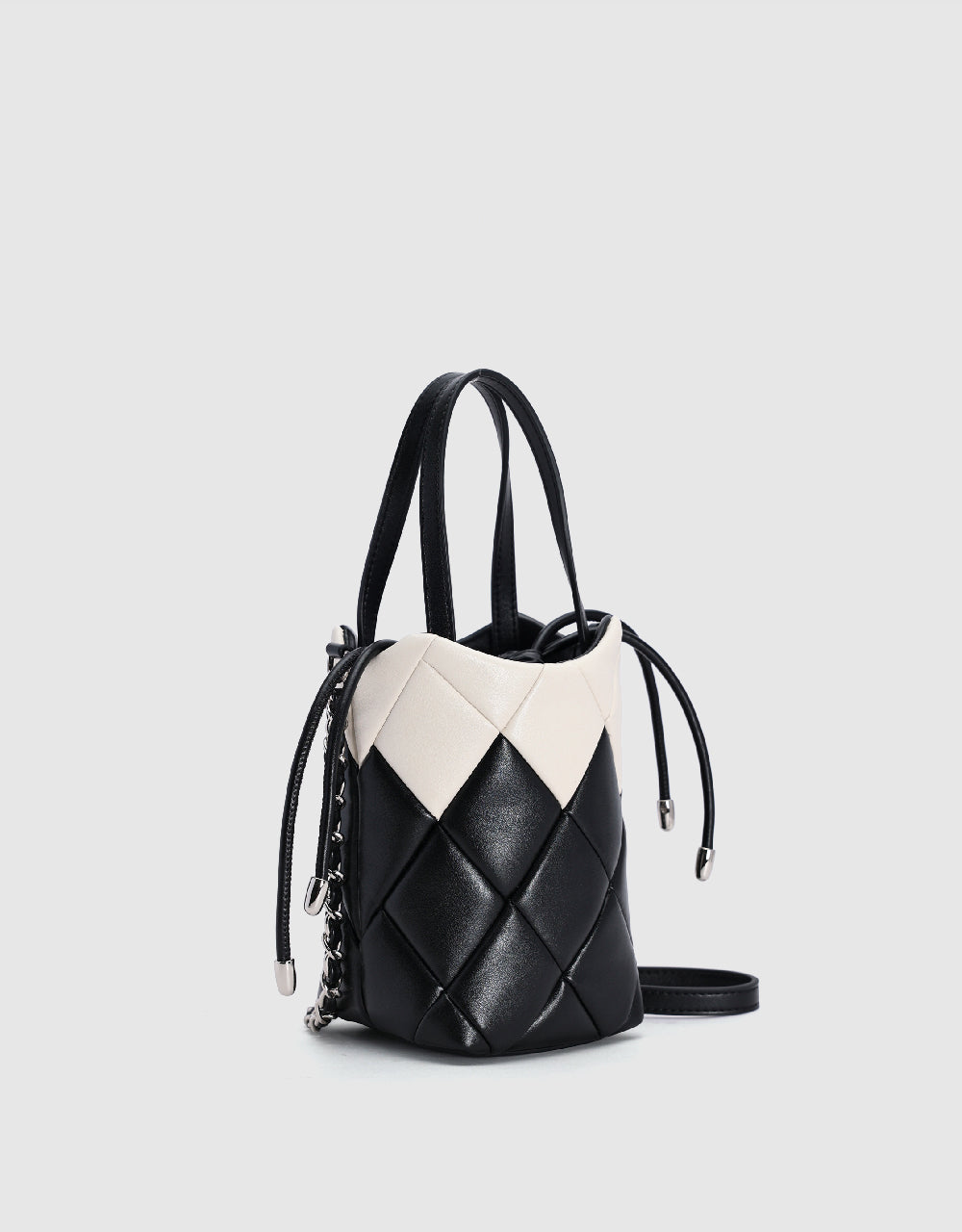 Two Toned Quilted Vegan Leather Shoulder Bag