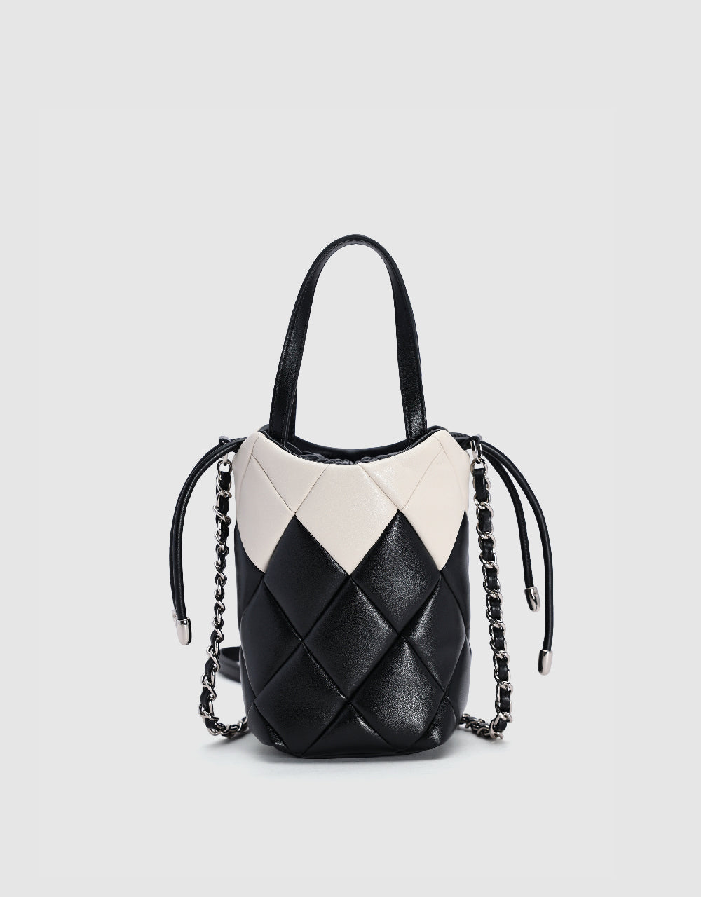 Two Toned Quilted Vegan Leather Shoulder Bag