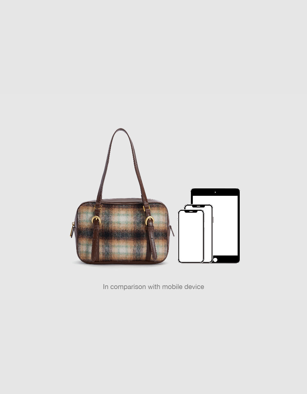 Plaid Woolen Furry Shoulder Bag