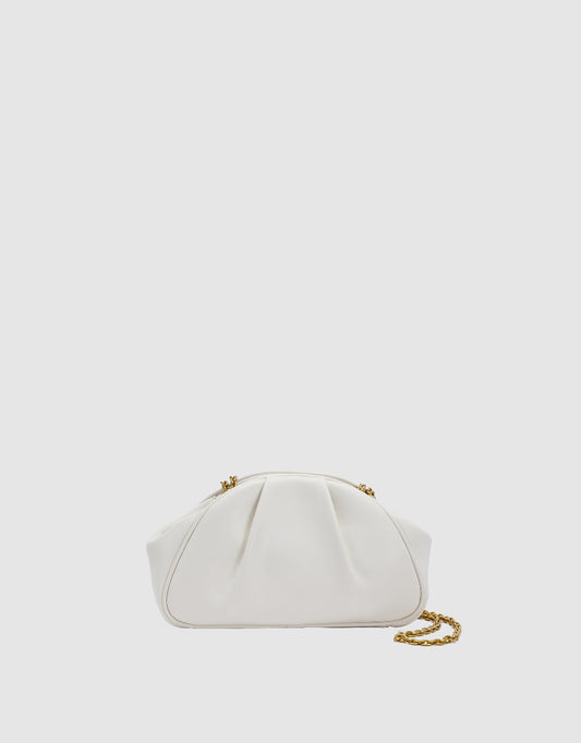 Ruched Vegan Leather Shoulder Bag