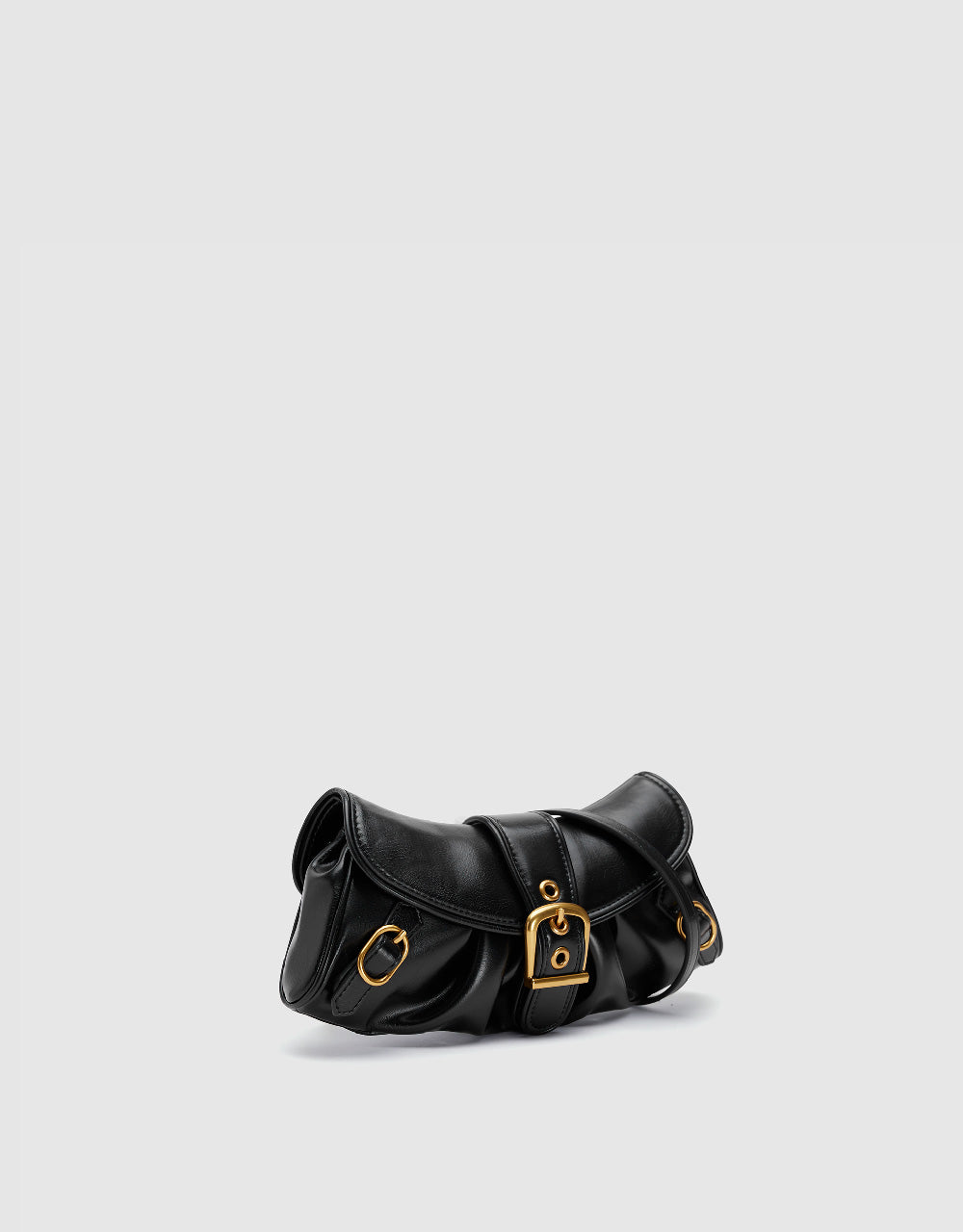 Vegan Leather Shoulder Bag With Buckle