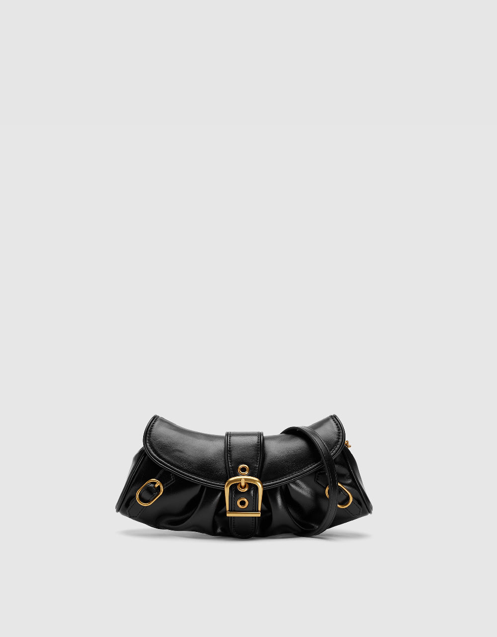 Vegan Leather Shoulder Bag With Buckle