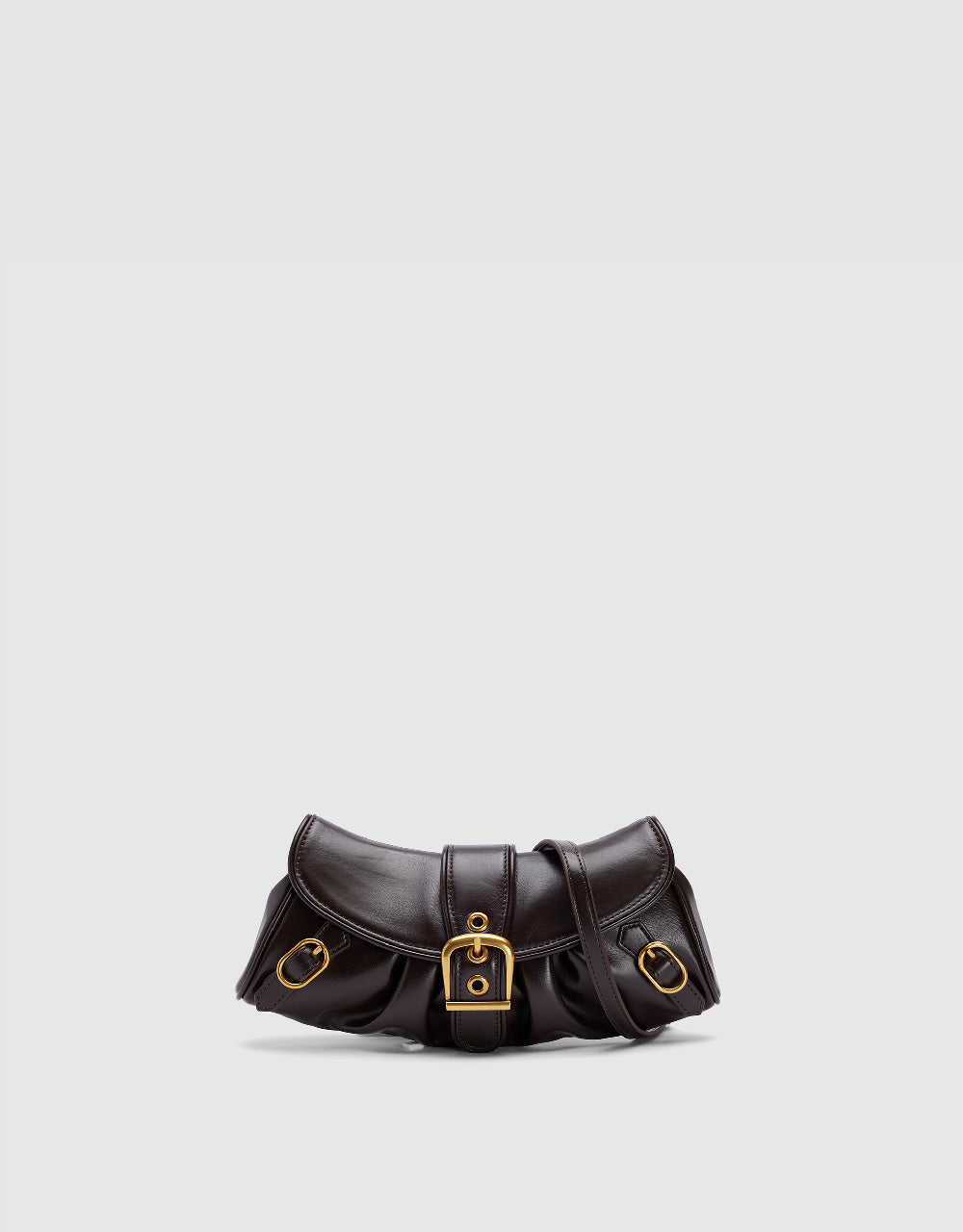 Vegan Leather Shoulder Bag With Buckle