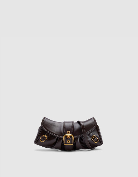 Vegan Leather Shoulder Bag With Buckle