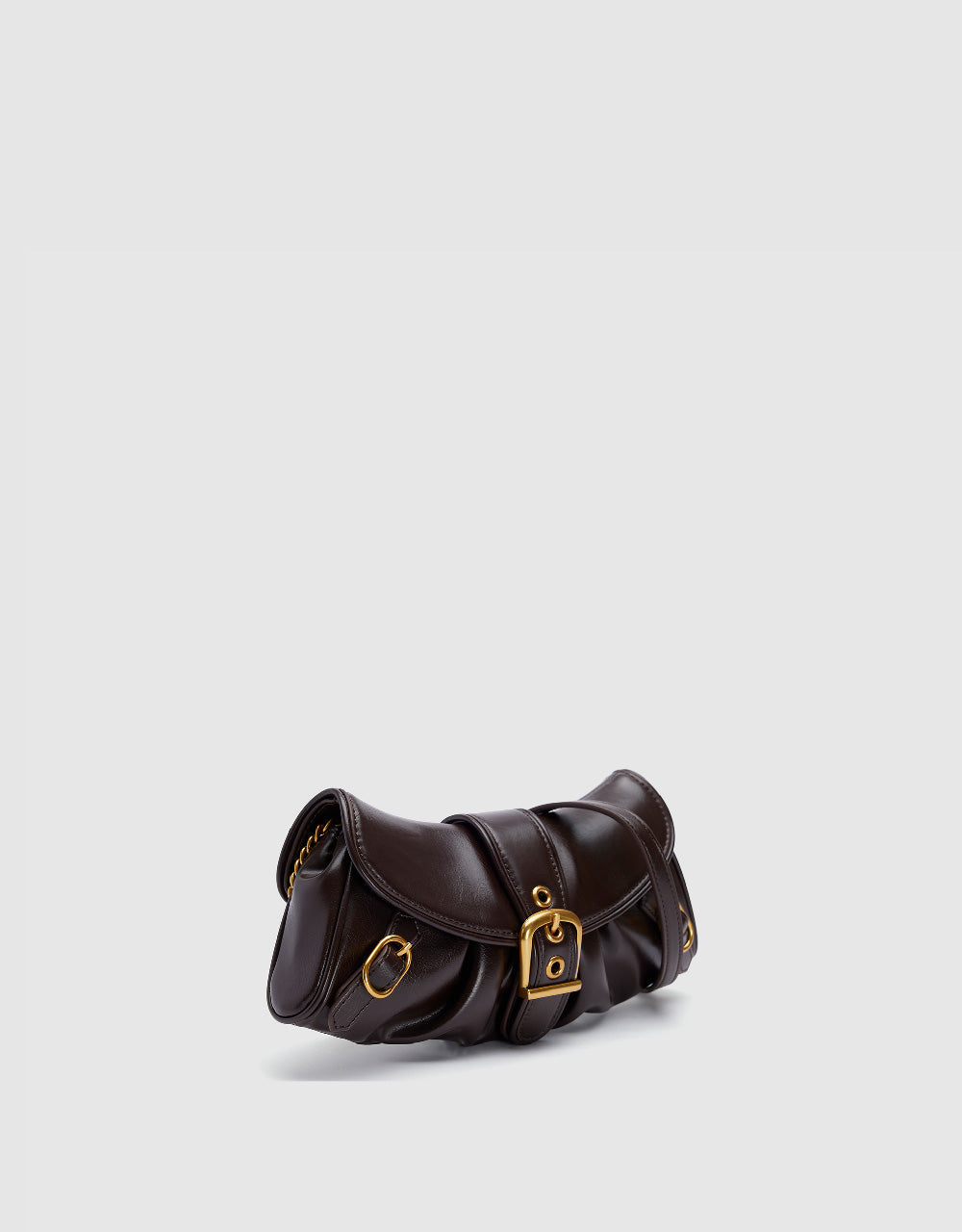 Vegan Leather Shoulder Bag With Buckle