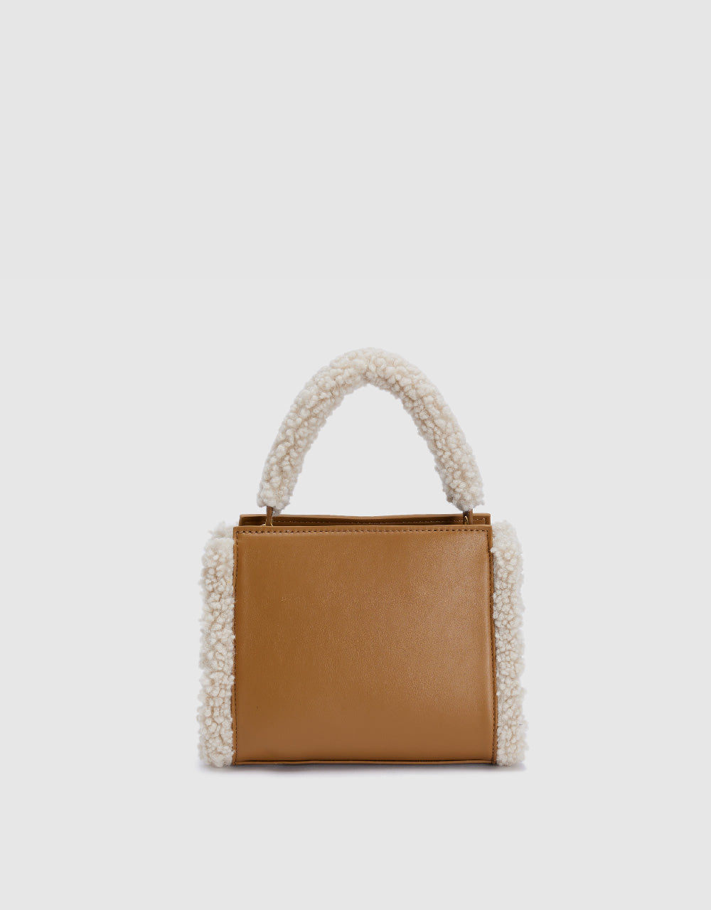 Furry Two Toned Vegan Leather Shoulder Bag