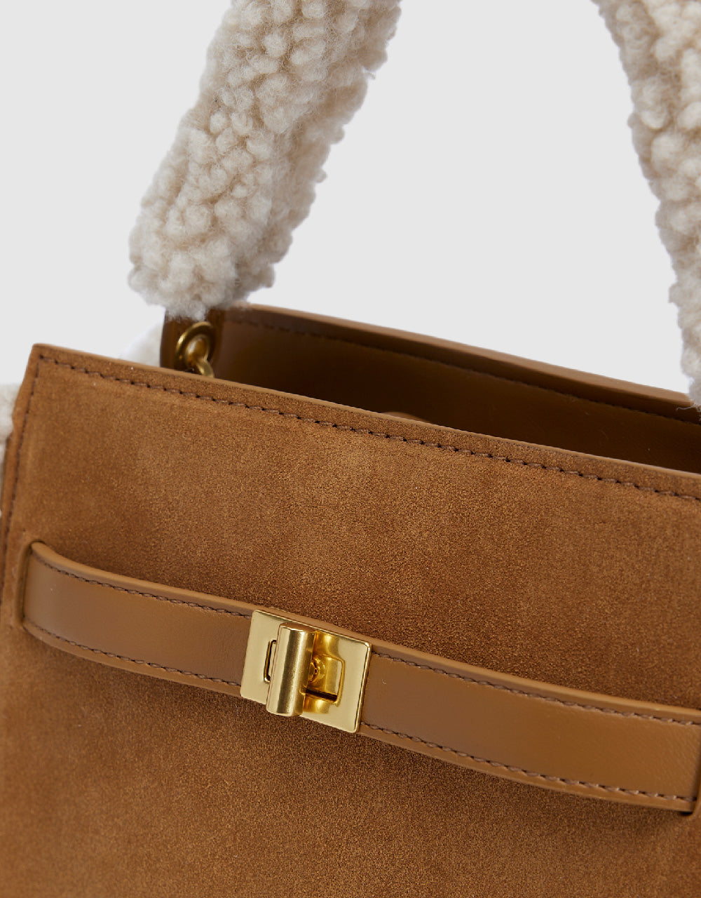 Furry Two Toned Vegan Leather Shoulder Bag