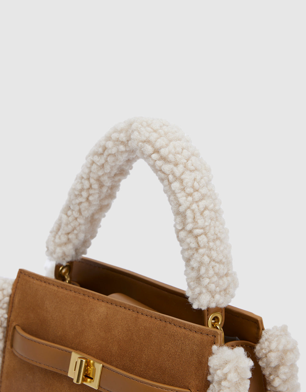 Furry Two Toned Vegan Leather Shoulder Bag