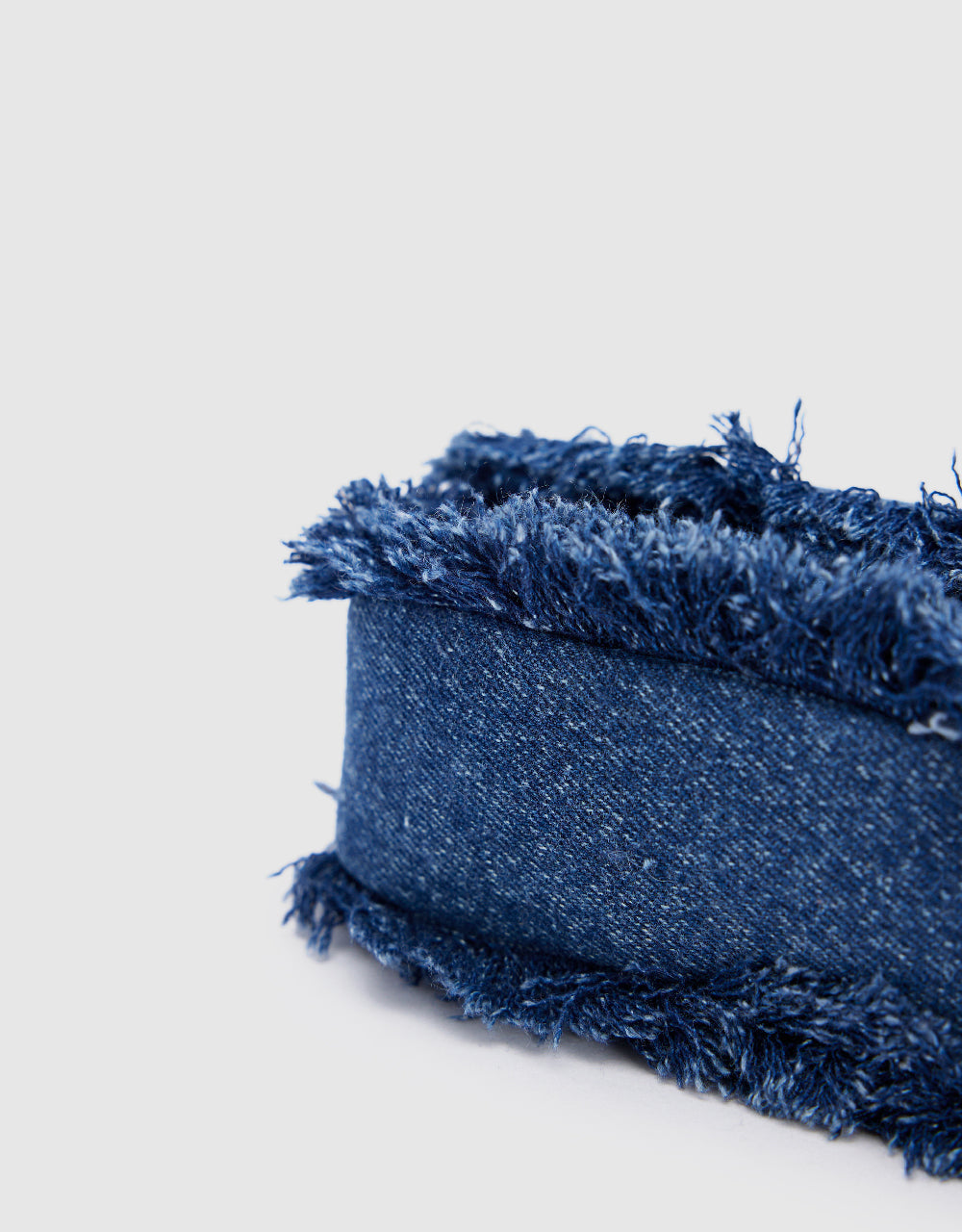 Fuzzy Trim Denim Shoulder Bag