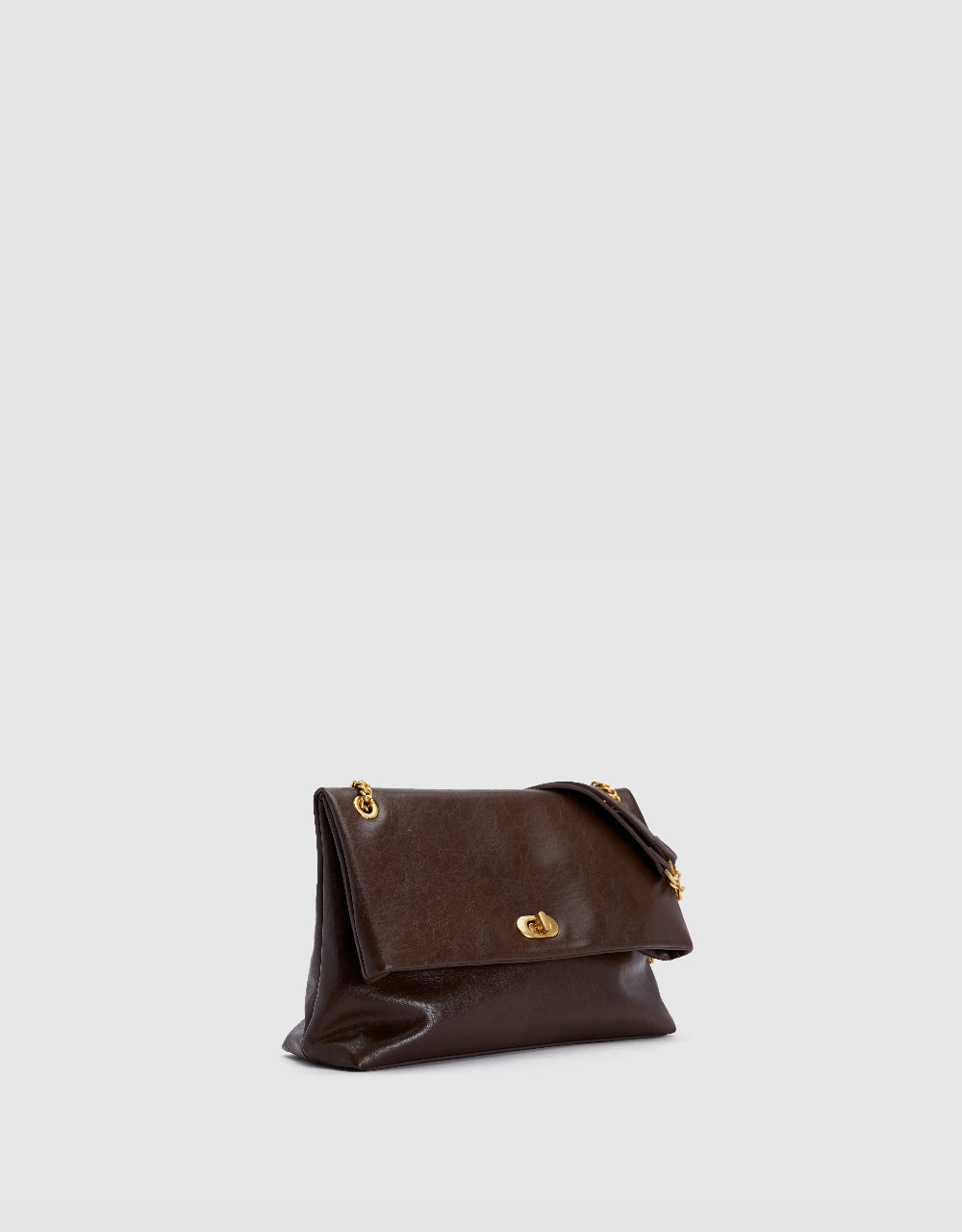 Turn-Lock Vegan Leather Shoulder Bag