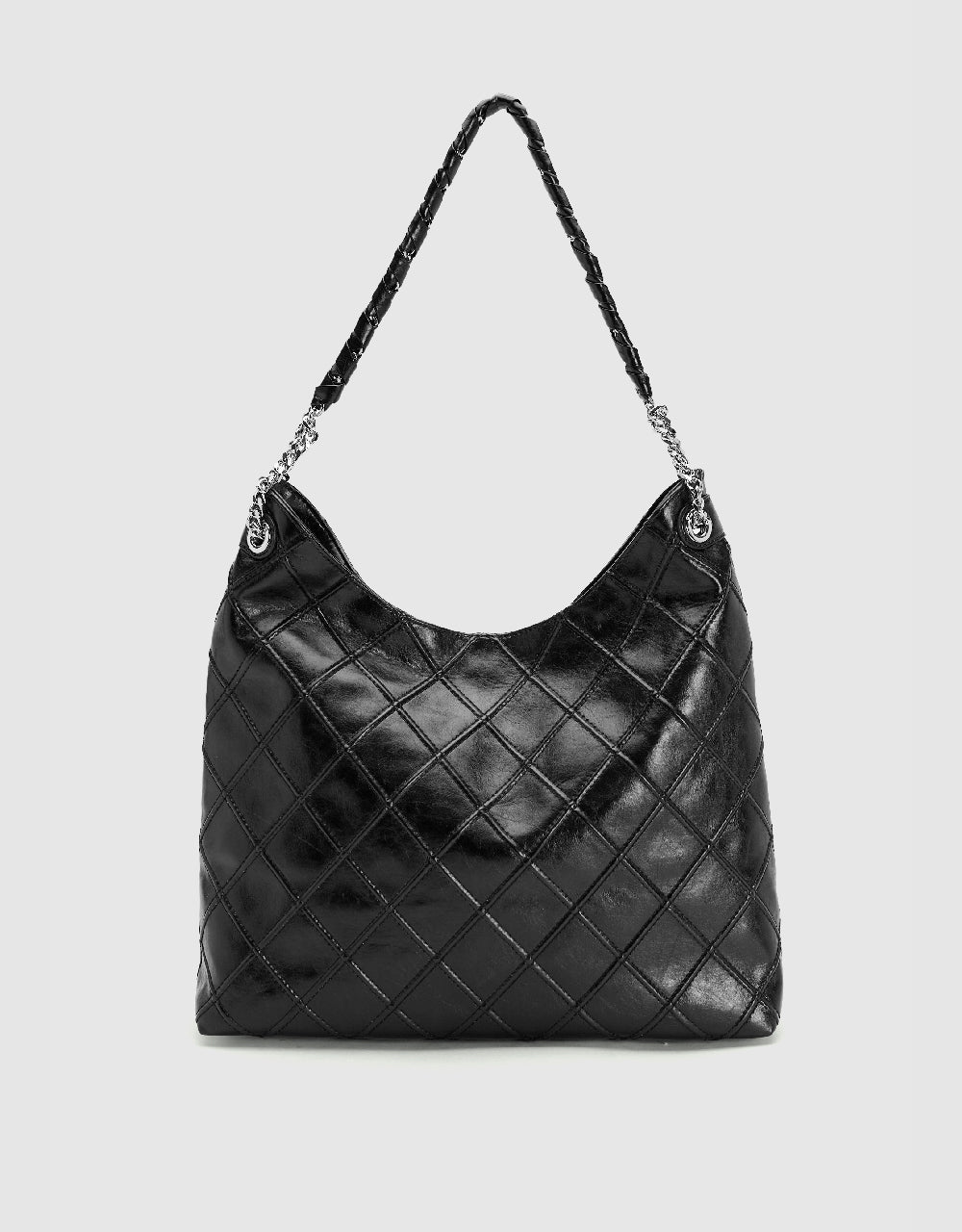 Quilted Embossed Vegan Leather Shoulder Bag