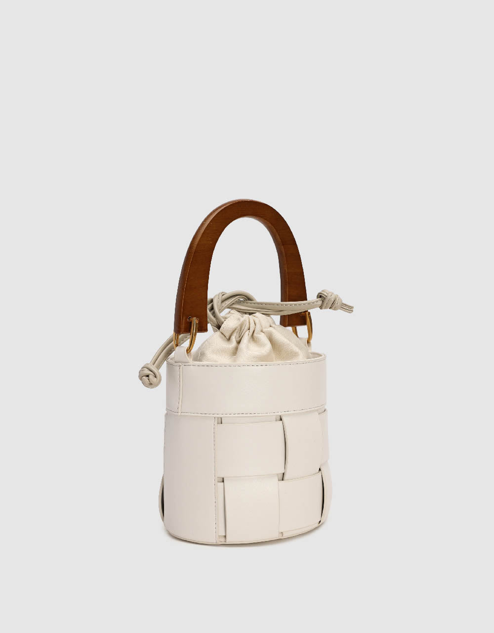 Stand Handle Vegan Leather Bucket Bag