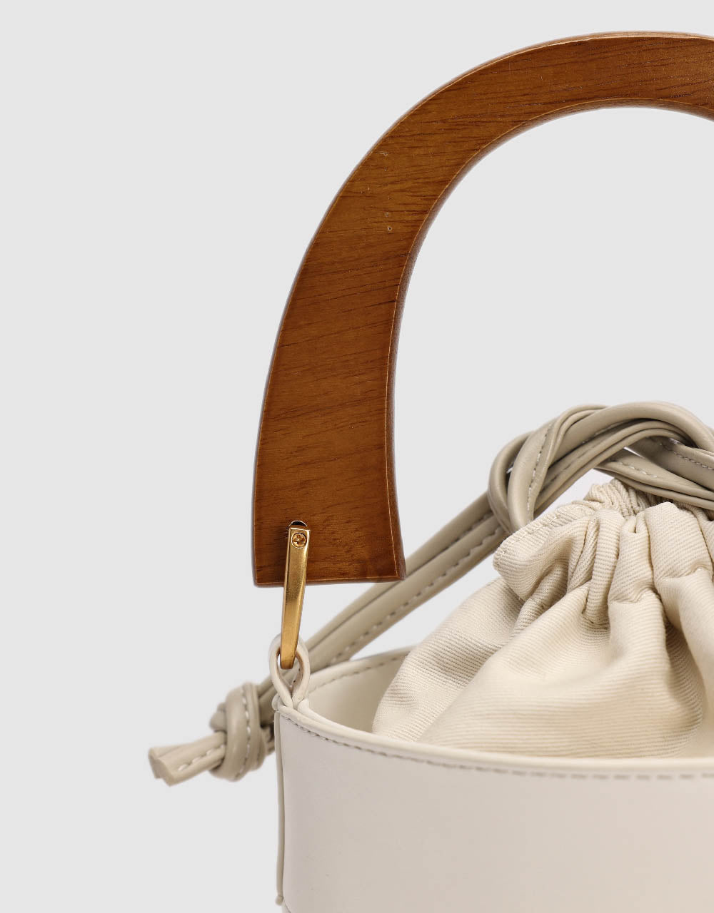 Stand Handle Vegan Leather Bucket Bag