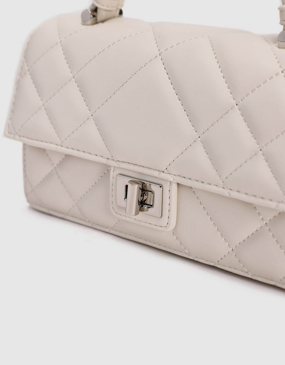 Quilted Embossed Vegan Leather Shoulder Bag